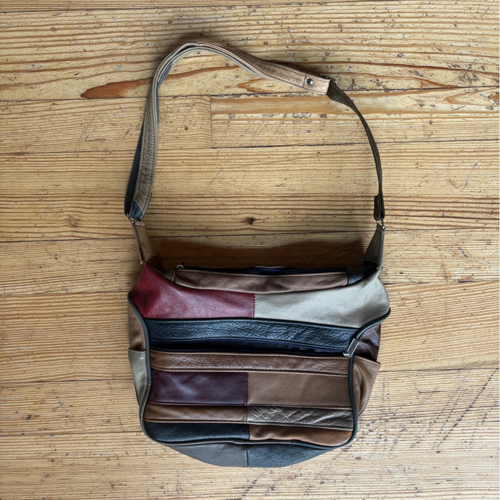 Multicolor Leather Patchwork Shoulder Bag - image 2
